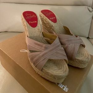 Christian Louboutin Espadrilles Wedge Tan Women Shoe Size 37